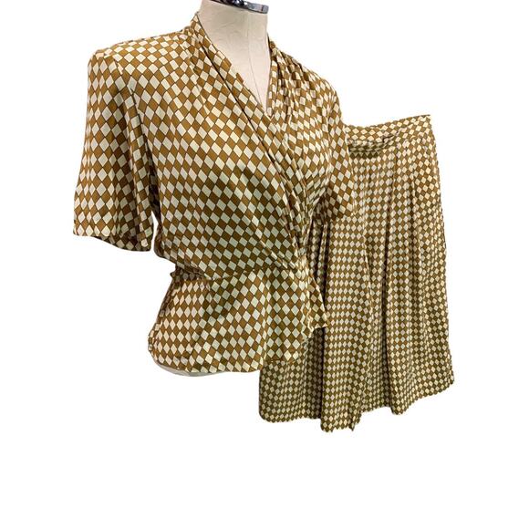 Size 6 Evan-Picone Vintage 1980s Silk Outfit Top Pants Flawed Upcycle Cutter - Picture 10 of 11